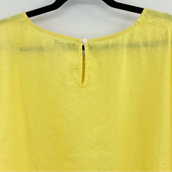 For Cynthia Woman 1X Yellow Linen Ruffle Sleeve Blouse Top - Picture 5 of 8